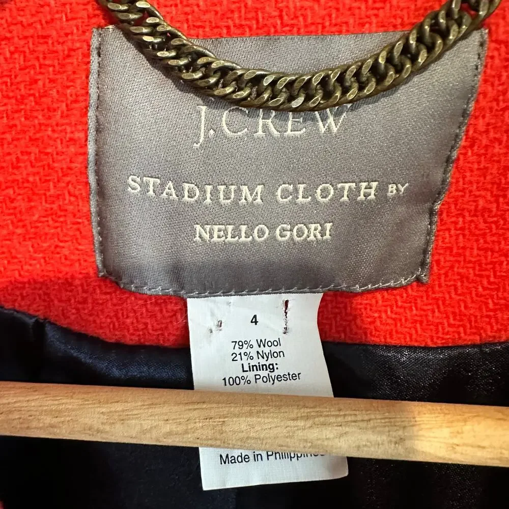 J. Crew Stadium Cloth by Nello Gori Wool blend Pea coat Red 4 - Picture 2 of 10